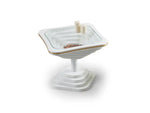 Load image into Gallery viewer, White Coffee Table – With Gold Detail &amp; Glass (106 x 106 cm)