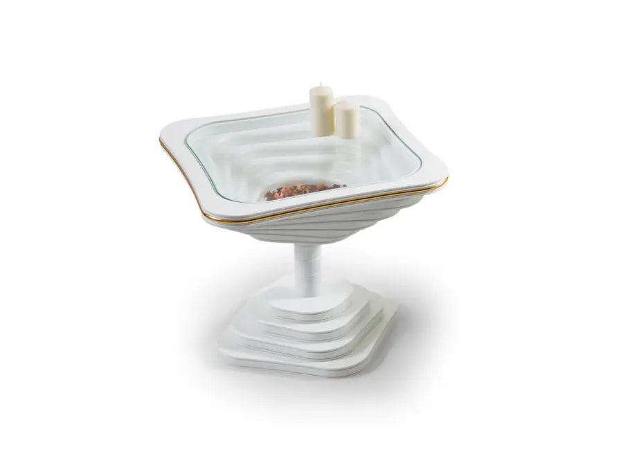 White Coffee Table – With Gold Detail & Glass (106 x 106 cm)