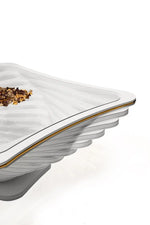 Load image into Gallery viewer, White Coffee Table – With Gold Detail &amp; Glass (106 x 106 cm)