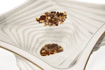 Load image into Gallery viewer, White Coffee Table – With Gold Detail &amp; Glass (106 x 106 cm)
