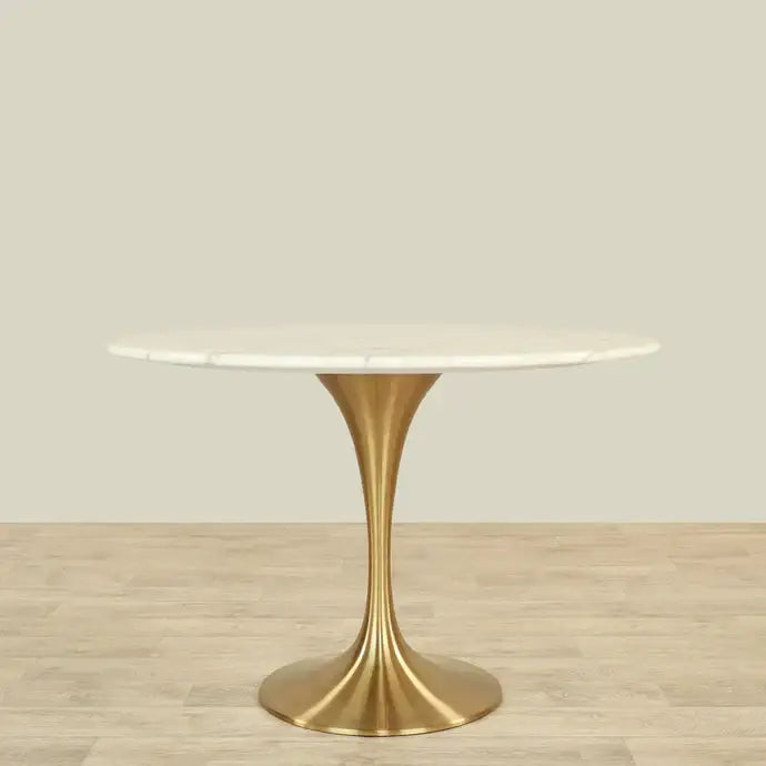 White Faux Marble Dining Table