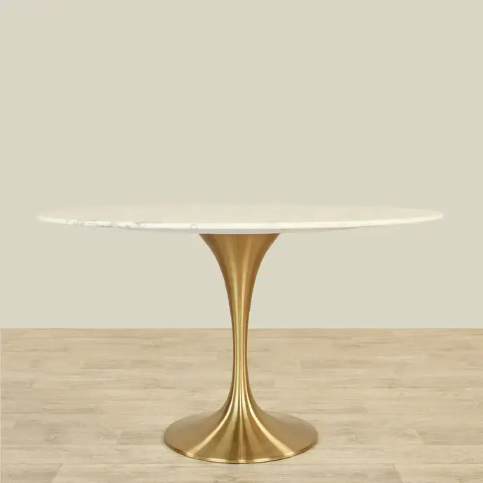 White Faux Marble Dining Table