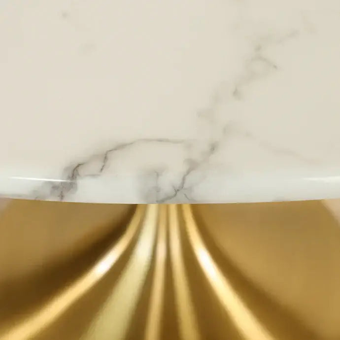 White Faux Marble Dining Table