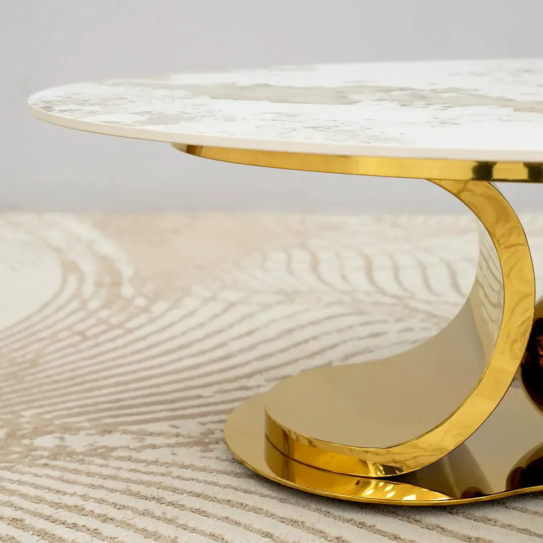 White & Gold Modern Coffee Table