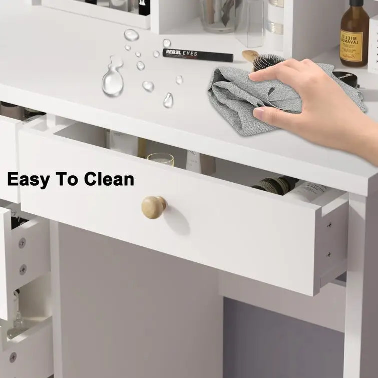Wide Vanity Set with Stool and Mirror-GCC Home Center