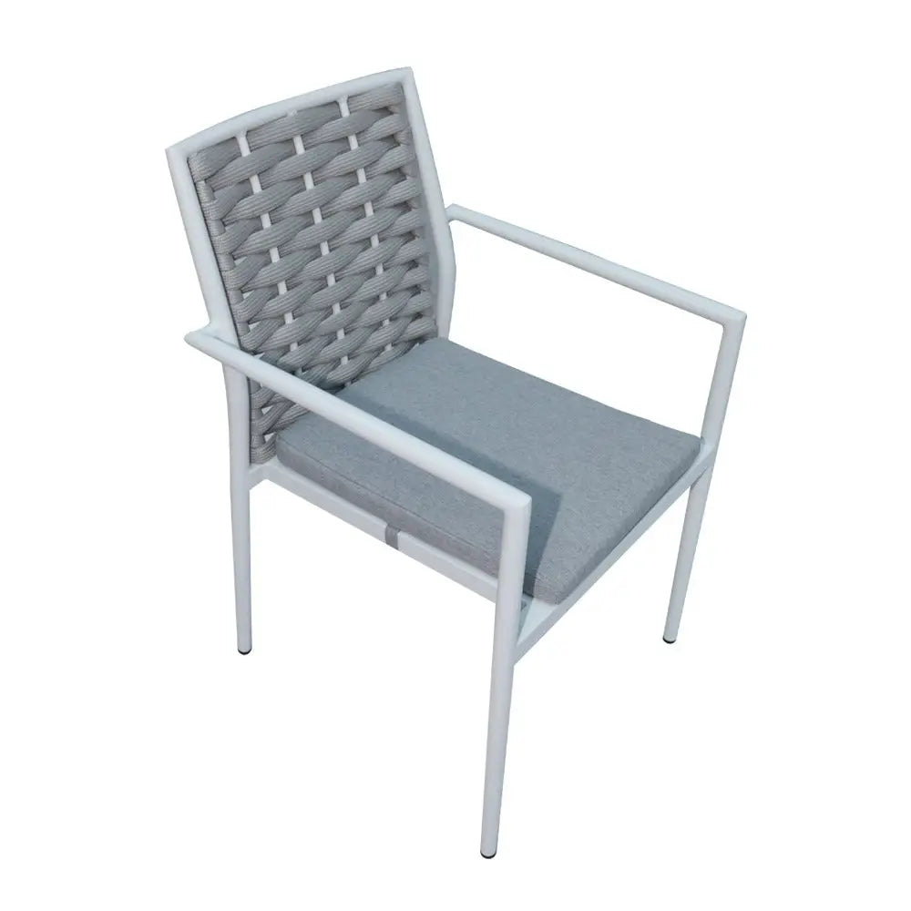Wonderful Aluminum Frame 6-Seater Outdoor Dining Set with Cushions for Garden and Patio, Light Gray-GCC Home Center