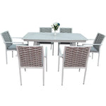 Load image into Gallery viewer, Wonderful Aluminum Frame 6-Seater Outdoor Dining Set with Cushions for Garden and Patio, Light Gray-GCC Home Center