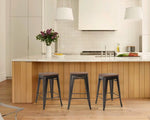 Load image into Gallery viewer, Wood Top Modern Metal Bar Stool, Black