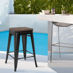 Load image into Gallery viewer, Wood Top Modern Metal Bar Stool, Black