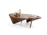 Load image into Gallery viewer, Wooden Coffee Table With Tempered Glass Top - Walnut Finish