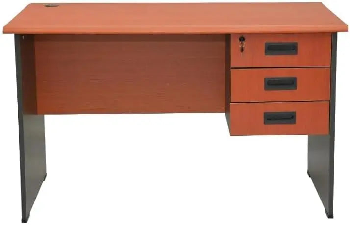 Wooden Office Desk MAF-WT120x70cM with 3 Drawer with 1 Drawer with Key lock simple desk easy to Install and easy to move anywhere good for home use office use etc. (Cherry)