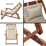 Load image into Gallery viewer, Wooden Outdoor Sun Lounger – Adjustable Reclining Deck Chair for Patio, Garden, Poolside &amp; Beach Relaxation**