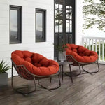Load image into Gallery viewer, Wooden Twist Large Indoor Outdoor Rocking Chair, Oversized Rocking Papasan Chair with Thick Cushion and Frame Outdoor Rocker, Comfy Wicker Egg Chairs Lounge for Outside Porch Patio (Red)-GCC Home Center