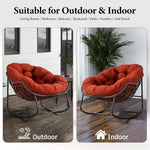 Load image into Gallery viewer, Wooden Twist Large Indoor Outdoor Rocking Chair, Oversized Rocking Papasan Chair with Thick Cushion and Frame Outdoor Rocker, Comfy Wicker Egg Chairs Lounge for Outside Porch Patio (Red)-GCC Home Center