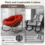Load image into Gallery viewer, Wooden Twist Large Indoor Outdoor Rocking Chair, Oversized Rocking Papasan Chair with Thick Cushion and Frame Outdoor Rocker, Comfy Wicker Egg Chairs Lounge for Outside Porch Patio (Red)-GCC Home Center