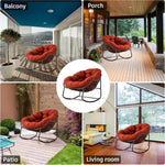 Load image into Gallery viewer, Wooden Twist Large Indoor Outdoor Rocking Chair, Oversized Rocking Papasan Chair with Thick Cushion and Frame Outdoor Rocker, Comfy Wicker Egg Chairs Lounge for Outside Porch Patio (Red)-GCC Home Center