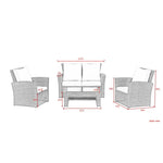 Load image into Gallery viewer, Wooden Twist Luxury Black Rattan Outdoor Sofa Set with Cushions &amp; Glass Coffee Table – 4 Piece Garden Patio Furniture