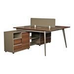 Load image into Gallery viewer, Workstation For Two People (x2) with Side Drawers - Brown-GCC Home Center