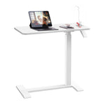 Load image into Gallery viewer, Xmart Adjustable Overbed Table with Wheels，Pneumatic Mobile Standing Desk，Rolling Computer Car，Laptop Desk Multi-Purpose for Home and Medical Use，Sofa Side Table, Movable Bed Table (80x40cm, White)