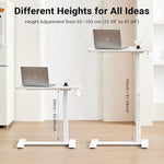 Load image into Gallery viewer, Xmart Adjustable Overbed Table with Wheels，Pneumatic Mobile Standing Desk，Rolling Computer Car，Laptop Desk Multi-Purpose for Home and Medical Use，Sofa Side Table, Movable Bed Table (80x40cm, White)