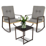 Load image into Gallery viewer, YIYAN 3 Pieces Patio Bistro Set Outdoor Rattan Wicker Rocking Chairs Set,Patio Outdoor Furniture Conversation Sets with Sofa Chairs,Glass Coffee Table and Washable Cushion (Light Beige)