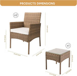 Load image into Gallery viewer, YIYAN 3 Pieces Patio Bistro Set Outdoor Wicker Furniture Outdoor Porch PE Rattan Wicker Chairs Furniture Sets with Sofa Chairs,Glass Coffee Table and White Washable Cushion