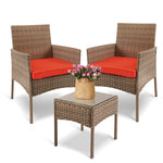 Load image into Gallery viewer, YIYAN 3 Pieces Patio Bistro Set Outdoor Wicker Furniture Outdoor Porch PE Rattan Wicker Chairs Furniture Sets with Sofa Chairs,Glass Coffee Table and White Washable Cushion
