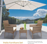 Load image into Gallery viewer, YIYAN 3 Pieces Patio Bistro Set Outdoor Wicker Furniture Outdoor Porch PE Rattan Wicker Chairs Furniture Sets with Sofa Chairs,Glass Coffee Table and White Washable Cushion