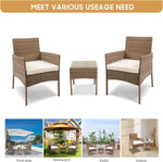 Load image into Gallery viewer, YIYAN 3 Pieces Patio Bistro Set Outdoor Wicker Furniture Outdoor Porch PE Rattan Wicker Chairs Furniture Sets with Sofa Chairs,Glass Coffee Table and White Washable Cushion