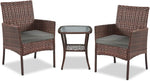 Load image into Gallery viewer, YIYAN Garden Furniture Set 3 Pieces Patio Rattan Wicker Chairs,Patio Porch Outdoor Furniture Set with Chairs, Coffee Table and Washable Cushions (Gray)