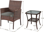 Load image into Gallery viewer, YIYAN Garden Furniture Set 3 Pieces Patio Rattan Wicker Chairs,Patio Porch Outdoor Furniture Set with Chairs, Coffee Table and Washable Cushions (Gray)