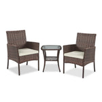 Load image into Gallery viewer, YIYAN Garden Furniture Set 3 Pieces Patio Rattan Wicker Chairs,Patio Porch Outdoor Furniture Set with Chairs, Coffee Table and Washable Cushions (Gray)
